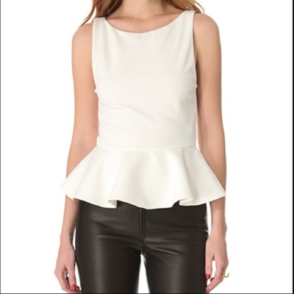 Alice & Olivia white peplum top